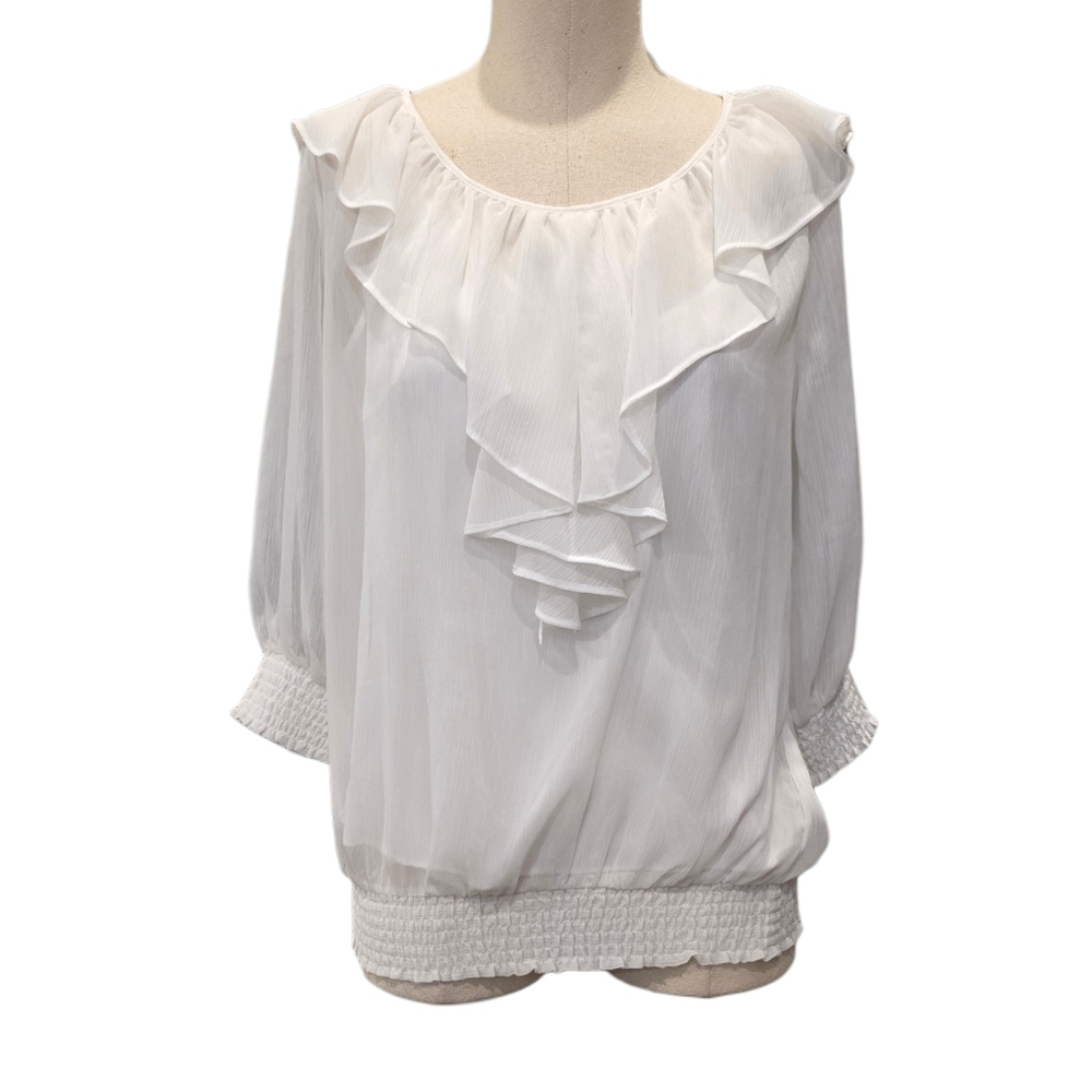 NWT'S Peter Nygard Ivory White Ruffle Blouse